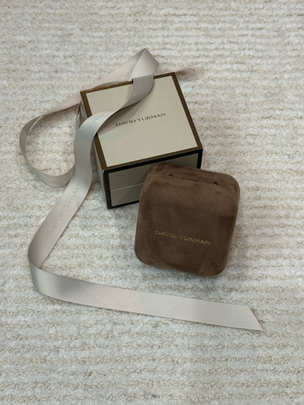 Men’s David Yurman Ring box, moleskin box and ribbon